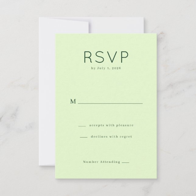 Elegant Pastellgrön RSVP-kort OSA Kort (Framsida)