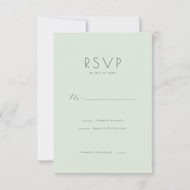 Elegant Pastellgrön RSVP-kort OSA Kort (Framsida)