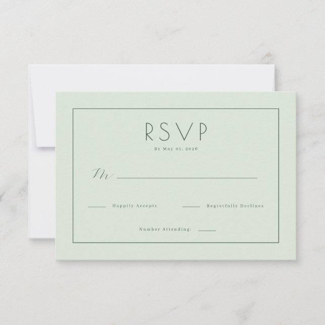 Elegant Pastellgrön RSVP-kort OSA Kort (Framsida)