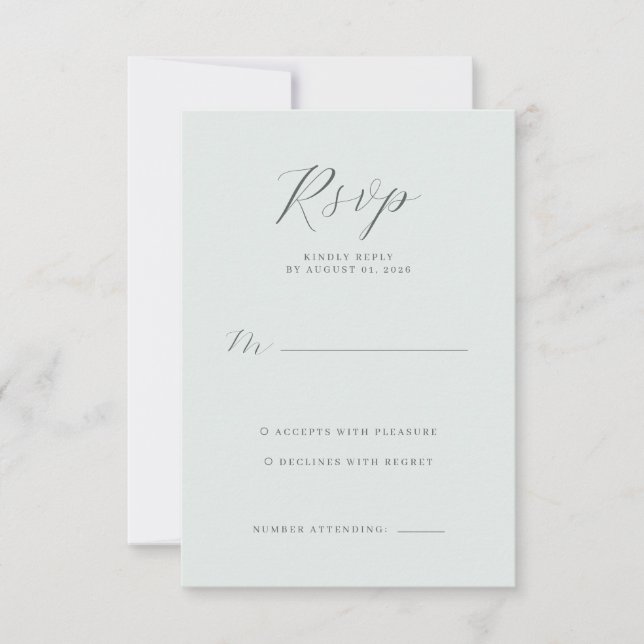 Elegant Pastellgrön RSVP-kort OSA Kort (Framsida)