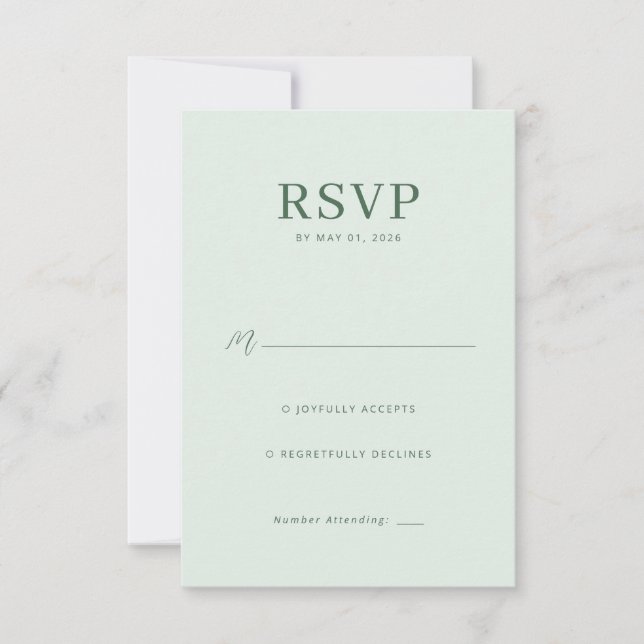 Elegant Pastellgrön RSVP-kort OSA Kort (Framsida)