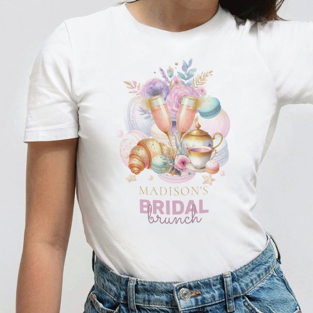 Elegant pastellrosa guldglitter Bröllopsbrunch T Shirt (Skapare uppladdad)