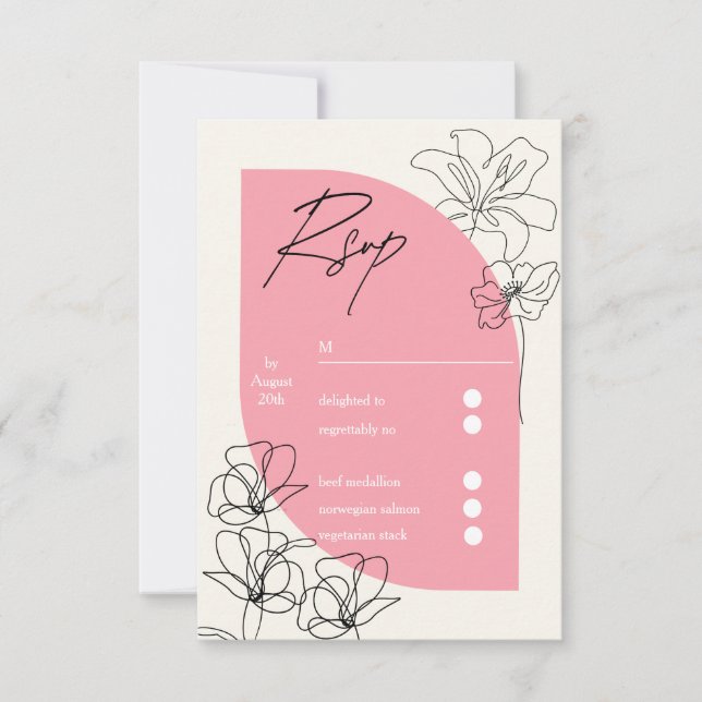 Elegant pastellrosa och krämfärgad bröllop OSA kort (Framsida)