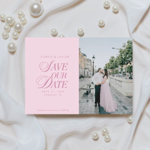 Elegant pastellrosa snygg Save the Date-kort Spara Datumet