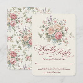 Elegant Pastellrosor Shabby Chic Bröllop Svarskort OSA Kort