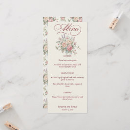 Elegant Pastellrosor Shabby Chic Bröllopsmeny Inbjudningar