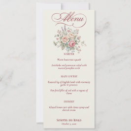 Elegant Pastellrosor Shabby Chic Bröllopsmeny Inbjudningar