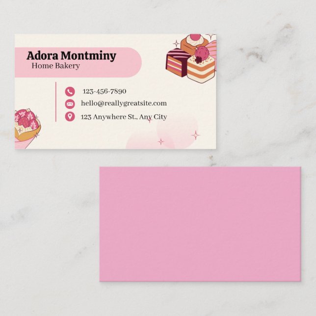 Elegant Pastry Chef Business Card – Custom Contact Visitkort (Fram/baksida)