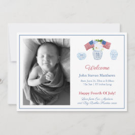 Elegant Patriotic Baby Birth Stats Welcome Bild Meddelande