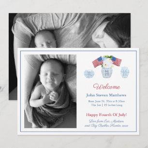 Elegant Patriotic Baby Birth Stats Welcome Bild Meddelande