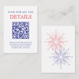 Elegant Patriotic Fireworks Wedding Detail QR Code Tilläggskort