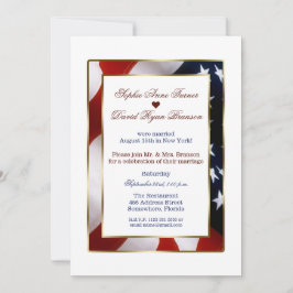 Elegant Patriotic Guld USA flagga Evening Bröllop Inbjudningar