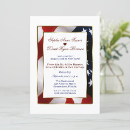 Elegant Patriotic Guld USA flagga Evening Bröllop Inbjudningar