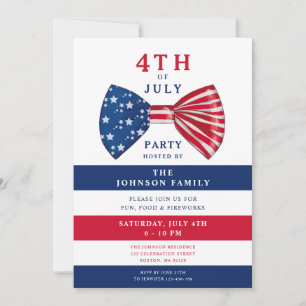 Elegant Patriotic Rött vitt blått 4 juli Party Inbjudningar