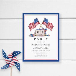 Elegant Patriotic USA flagga 4 juli Inbjudan Vykort