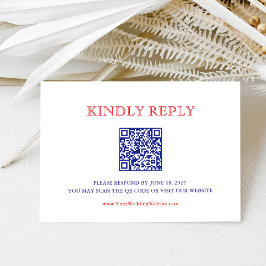Elegant Patriotisk 4:e Juli Bröllop | QR-kod OSA Kort
