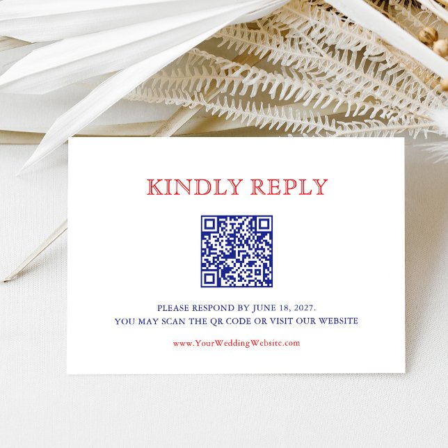 Elegant Patriotisk 4:e Juli Bröllop | QR-kod OSA Kort (Skapare uppladdad)