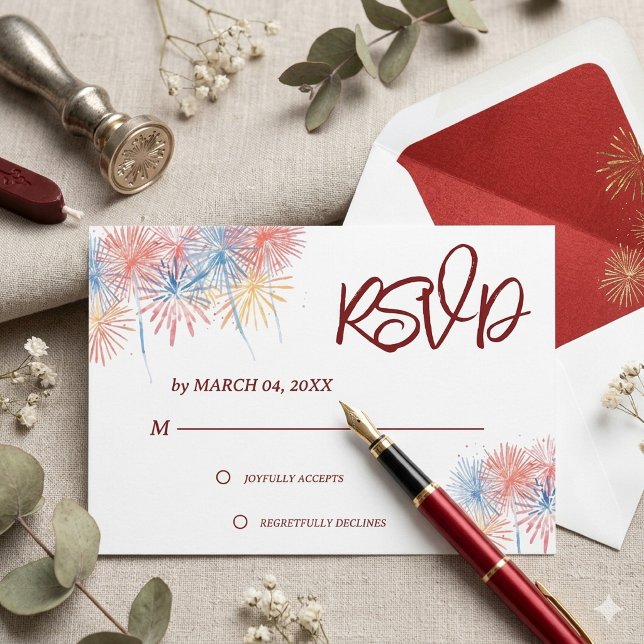 Elegant patriotisk 4 juli bröllops-svarskort OSA kort (Skapare uppladdad)
