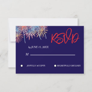 Elegant patriotisk 4 juli bröllops-svarskort OSA kort