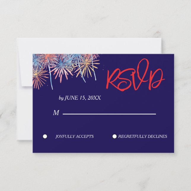 Elegant patriotisk 4 juli bröllops-svarskort OSA kort (Framsida)