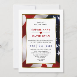 Elegant Patriotisk militär Guld USA flagga Bröllop Inbjudningar