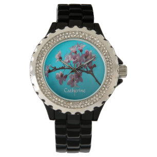 "Elegant Paweed Cherry Blommars on Blå himmel Armbandsur