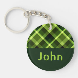 Elegant Pea-Grönten Play Monogram Circle Keychain