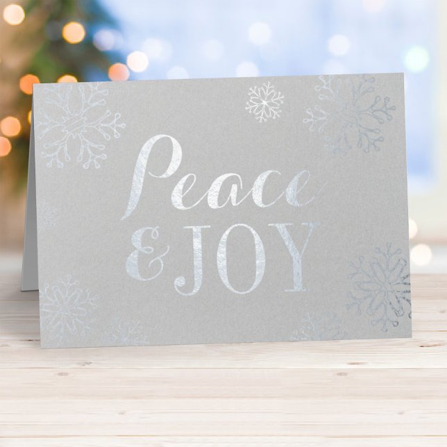 Elegant Peace and Joy Corporate Helgdag Silver Folierat Kort (Skapare uppladdad)