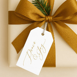Elegant “Peace & Joy” Gold Script Christmas Presentetikett