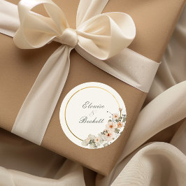 Elegant Peach and Sage Garden Wedding Runt Klistermärke