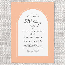 Elegant Peach Arch Modern Calligraphy Bröllop Chic Inbjudningar