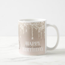 Elegant Peach - Beige Faux Glitter Birthday Mugg