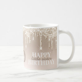 Elegant Peach - Beige Faux Glitter Birthday Mugg