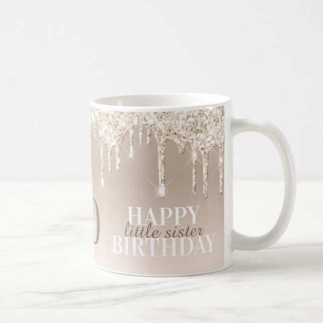 Elegant Peach - Beige Faux Glitter Birthday Mugg (Höger)
