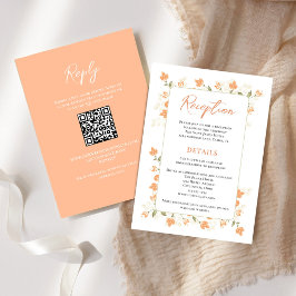 Elegant Peach Blommigt-bröllopsmottagning Tilläggskort
