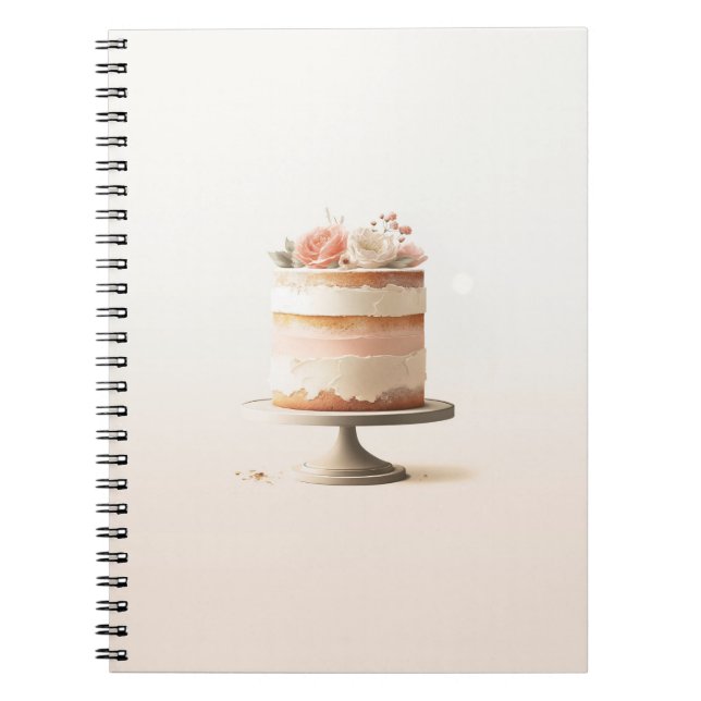 Elegant  Peach Blommigt Cake Bröllop Guestbook Anteckningsbok (Framsidan)