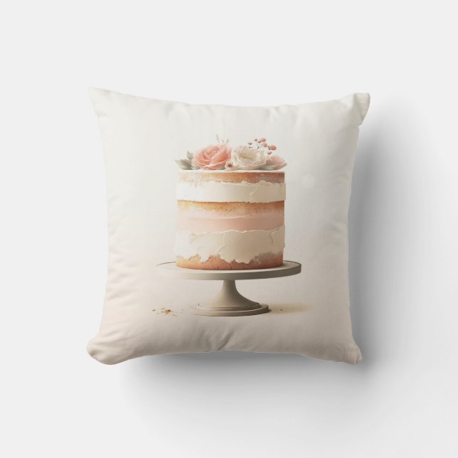 Elegant  Peach Blommigt Cake Kitchen-bakverk Kudde (Framsida)