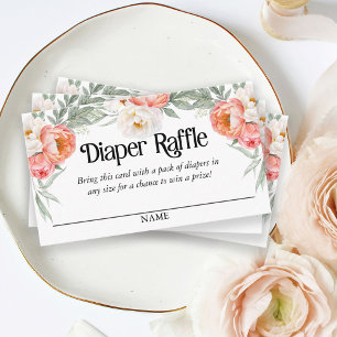 Elegant Peach-Blommigt - förvränga Raffle-skriptte Tilläggskort