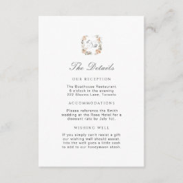 Elegant Peach Blommigt Garden Wedding Information Tilläggskort