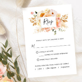 Elegant Peach-Blommigt med eller utan Måltider OSA Kort