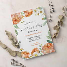 Elegant Peach Blommigt Mors dag Brunch Inbjudningar