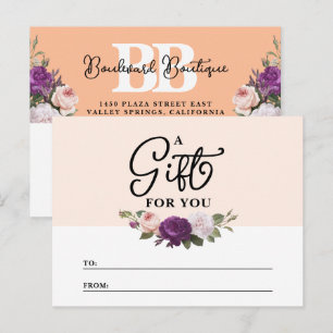 Elegant Peach Blommigt Shop Gift-kort Vykort