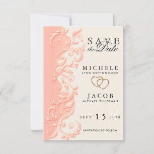 Elegant Peach Blommigt Swirl Spara datum Datumet