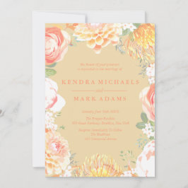 Elegant Peach Blommigt Utandningsinbjudningar Inbjudningar