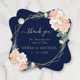 Elegant Peach-Blommigten i Bröllopen Guld Gåvor Etiketter