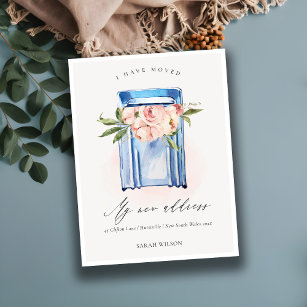 Elegant Peach Blue Blommigt-postlåda som jag har F Vykort