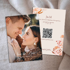 Elegant Peach Boho Stil Blommigt Spara datum Inbjudningar