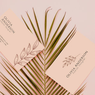 Elegant Peach Boho Tropical Modern Visitkort