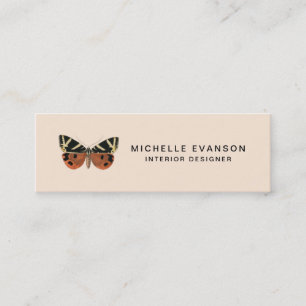 Elegant Peach Butterfly-minimalistisk Professionel Mini Visitkort