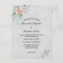 Elegant Peach Coral Flowers Bouquet Bröllop Vykort